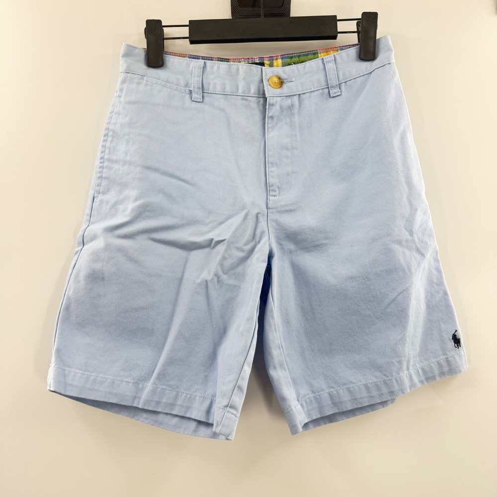 Polo Ralph Lauren Boys Classic Chino Shorts Light Blue Cotton Size 12
